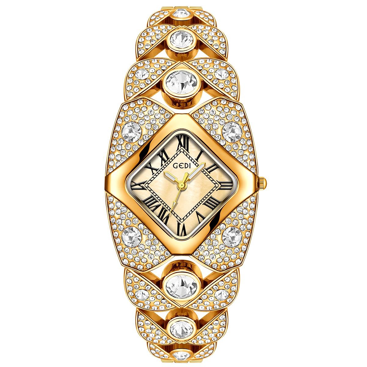 Luxury Watch Lady - UTHAI L008 นาฬิกาแฟชั่นสำหรับผู้หญิง กันน้ำ นาฬิกาควอทซ์ฝังอิฐสวยงาม นาฬิกาหรูหรา