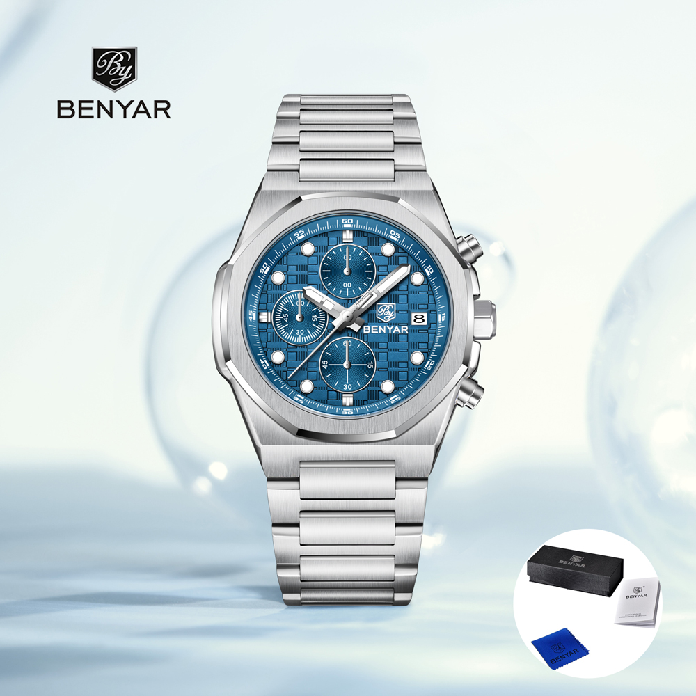 Luxury Watch Case - นาฬิกาข้อมือผู้ชาย BENYAR รุ่นใหม่ปี 2025 นาฬิกาควอตซ์สุดหรู นาฬิกาโครโนกราฟสำหรับผู้ชาย
