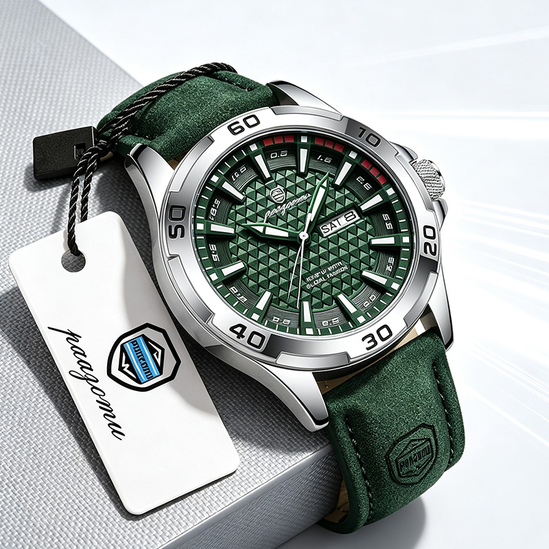 Luxury Watch Maker - PAAZOMU นาฬิกาข้อมือผู้ชายแบรนด์หรู แฟชั่นควอตซ์ สายหนัง ลำลอง สปอร์ต
