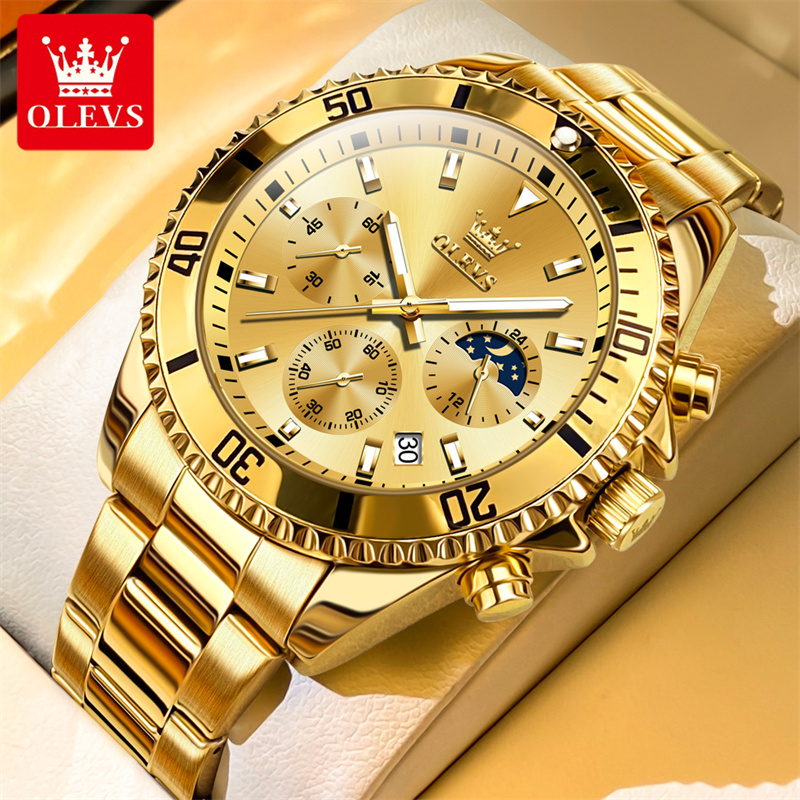Luxury Watch Maker - OLEVS นาฬิกาผู้ชายแบรนด์ชั้นนำหรูหรานาฬิกาทหารควอตซ์สีทองกันน้ำวันที่สแตนเลสเรืองแสงนาฬิกาผู้ชาย reloj