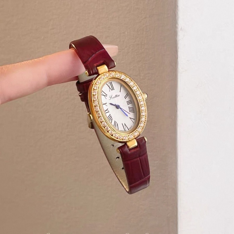 Luxury Watch Diamond - นาฬิกา Chumu สำหรับผู้หญิง สายประดับเพชรเต็มเส้น ดีไซน์หรูหราแบบเรโทร พร้อมเพชร