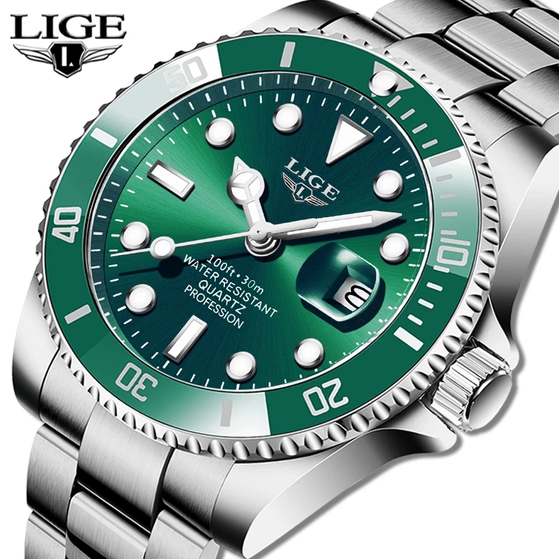 Luxury Watch Maker - LIGE Luxury แฟชั่น Diver นาฬิกาผู้ชาย30ATM กันน้ำวันที่นาฬิกา