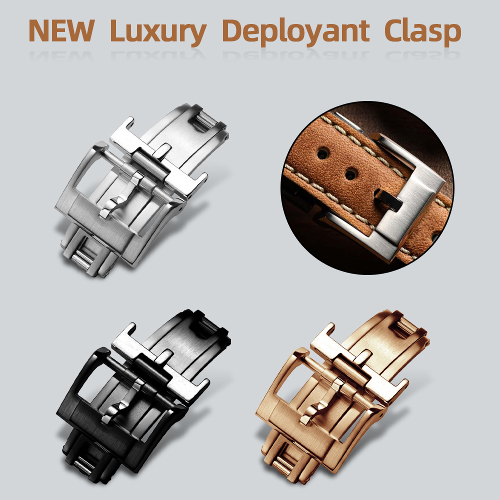 Luxury Watch Engraving - ตัวล็อคสายนาฬิกาแบบสปริงดีไซน์หรูหราใหม่ ขนาด 16 มม. 18 มม.