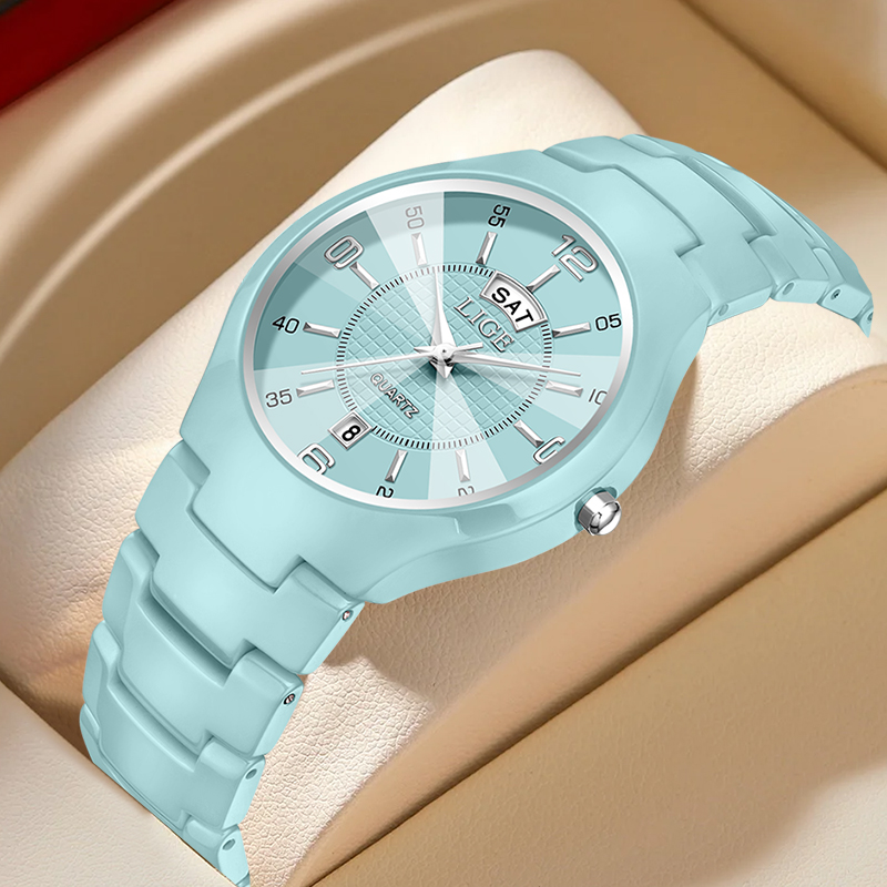 Luxury Watch Lady - LIGE หรูหราสง่างามควอตซ์นาฬิกาผู้หญิงแฟชั่นเซรามิคนาฬิกาผู้หญิงหน้าปัดเล็กแสดงวันที่สัปดาห์นาฬิกาข้อมือผู้หญิงเรโลจ มูเยร์