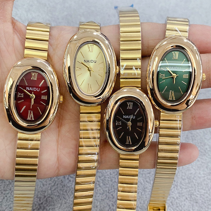 Luxury Watch Lady - นาฬิกาควอตซ์ผู้หญิงทรงรีสีทองแบรนด์หรู แฟชั่นลำลอง สายเหล็ก นาฬิกาข้อมือสุภาพสตรี ของขวัญสำหรับผู้หญิง ดรอปชิปปิ้ง