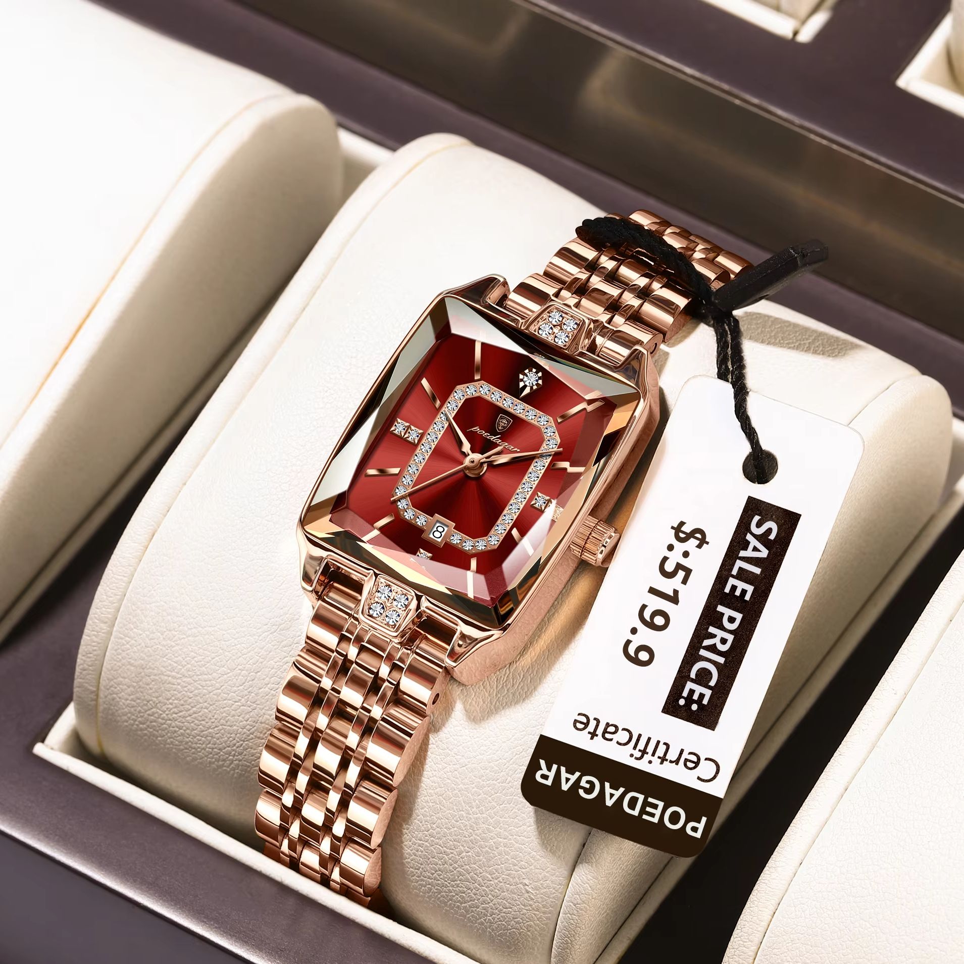 Luxury Watch Lady - POEDAGAR แฟชั่นผู้หญิงนาฬิกาข้อมือกันน้ําวันที่สุภาพสตรีนาฬิกาสแตนเลสสตีลควอตซ์ผู้หญิงนาฬิกา Reloj ของขวัญ