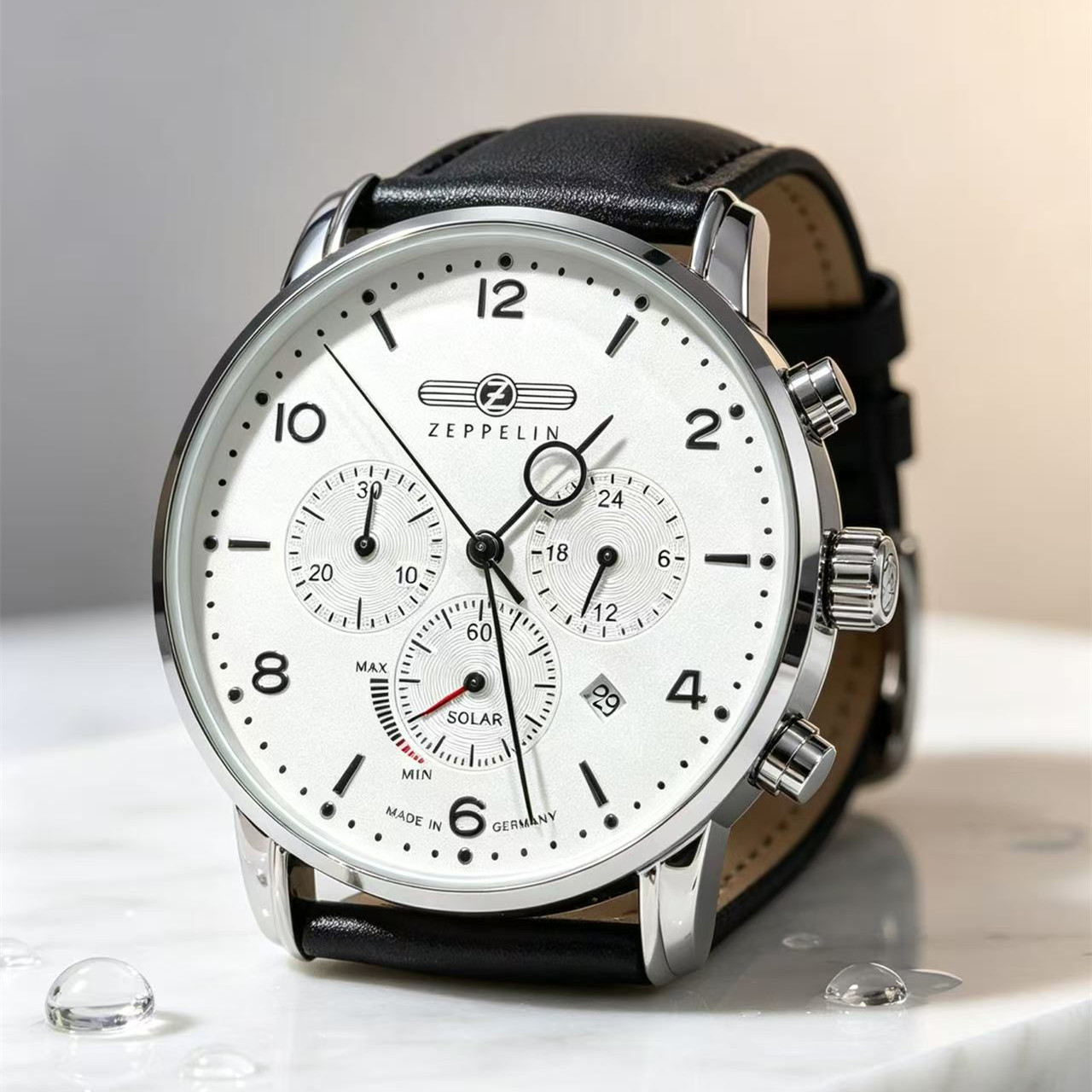 Luxury Watch Case - นาฬิกาข้อมือผู้ชาย Zeppelin Airship ระบบวันที่อัตโนมัติ สายหนัง แฟชั่นหรูหรา