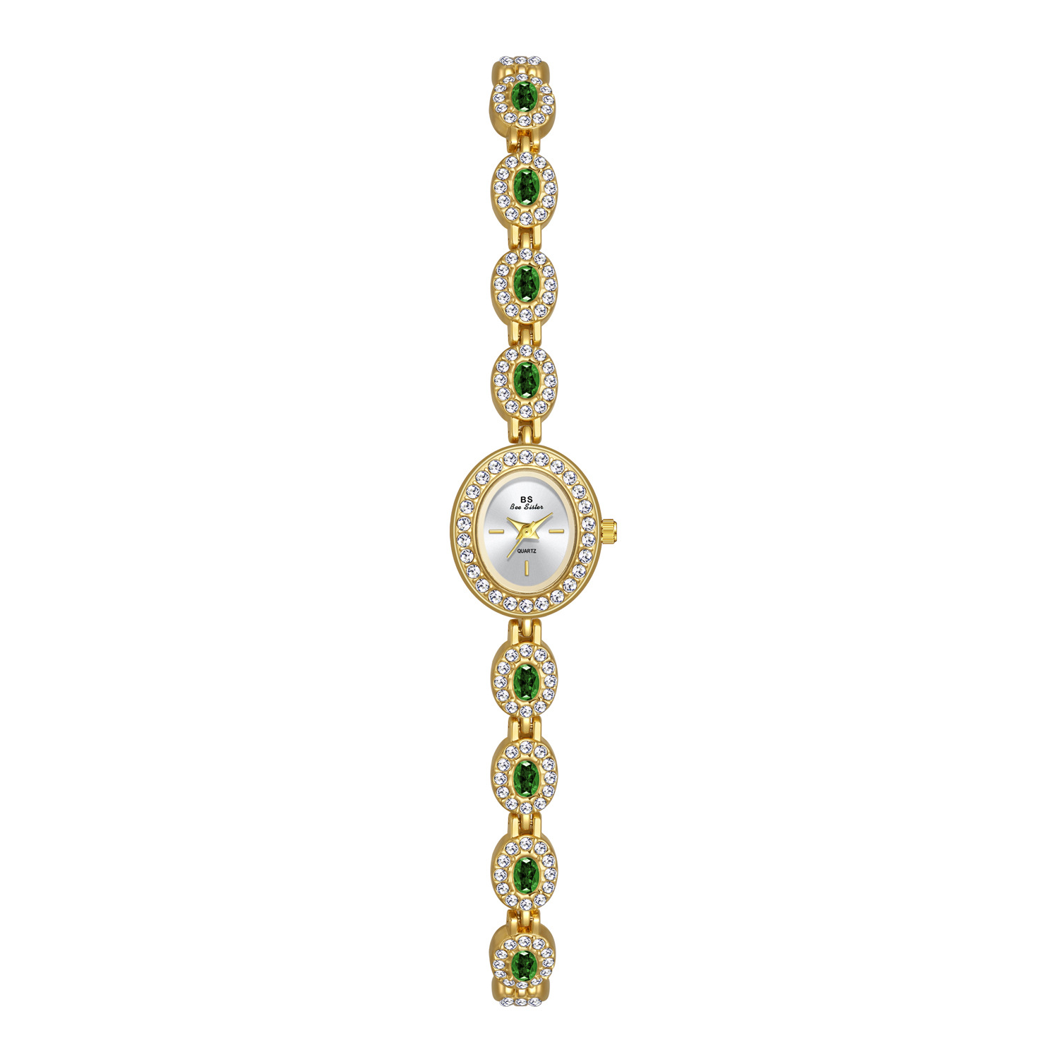 Luxury Watch Diamond - Luxury Elegant ผู้หญิงนาฬิกาแฟชั่นนาฬิกาควอตซ์สีเขียว Rhinestone สร้อยข้อมือเพชรนาฬิกาข้อมือ Lady