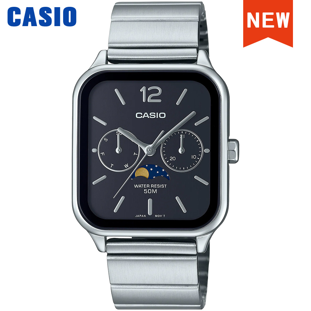 Moonphase Complication Watch - นาฬิกาข้อมือคาสิโอสำหรับผู้ชาย แฟชั่นหรูหรา รุ่นลิมิเต็ดอิดิชั่น ควอตซ์ กันน้ำ ดีไซน์ใหม่
