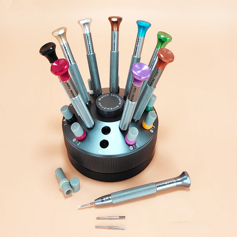 Luxury Watch Repair - เครื่องมือช่างซ่อมนาฬิกา Assortment 10pcs คุณภาพสูงนาฬิกาซ่อมไขควงใบมีดแบน 0.6-3.0 มม.พร้อมขาตั้งและอะไหล่เคล็ดลับ