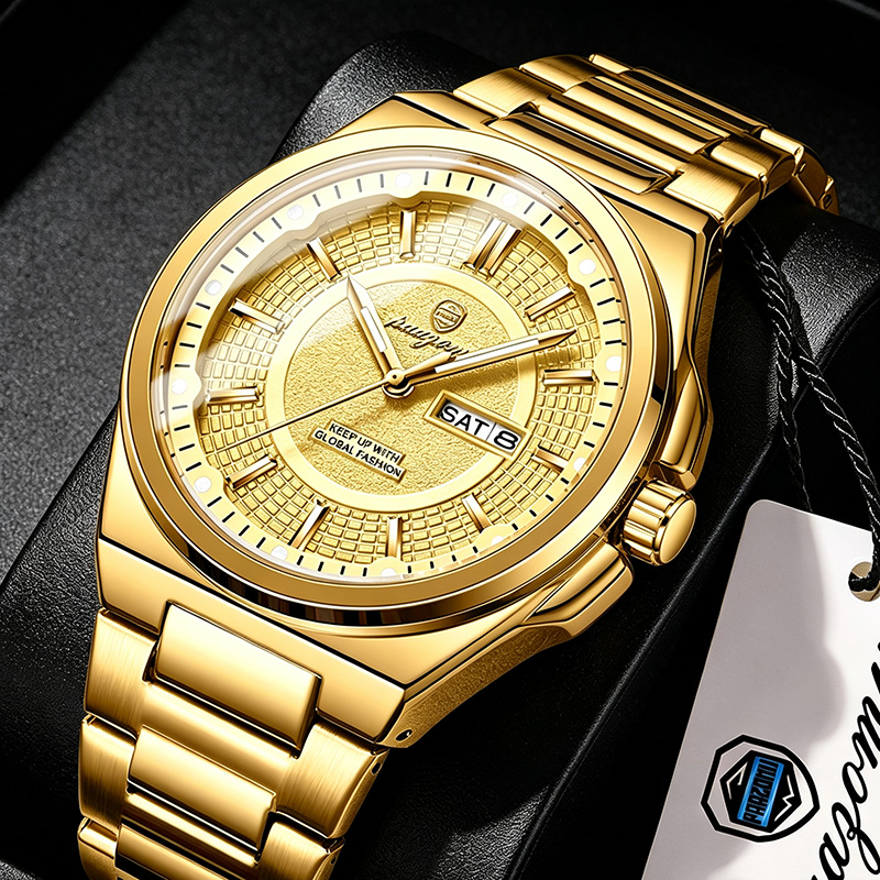 Luxury Watch Maker - นาฬิกาข้อมือผู้ชาย PAAZOMU แบรนด์แท้ ดีไซน์หรูหรา ระบบควอตซ์ แสดงวันที่และวันในสัปดาห์