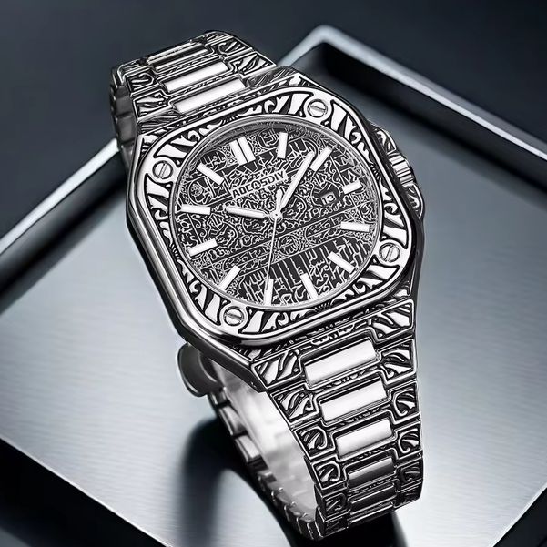 Luxury Watch Engraving - นาฬิกาข้อมือแบรนด์หรูใหม่สำหรับผู้ชาย ดีไซน์คลาสสิก วินเทจ สลักลาย ปฏิทิน หน้าปัดสี่เหลี่ยม