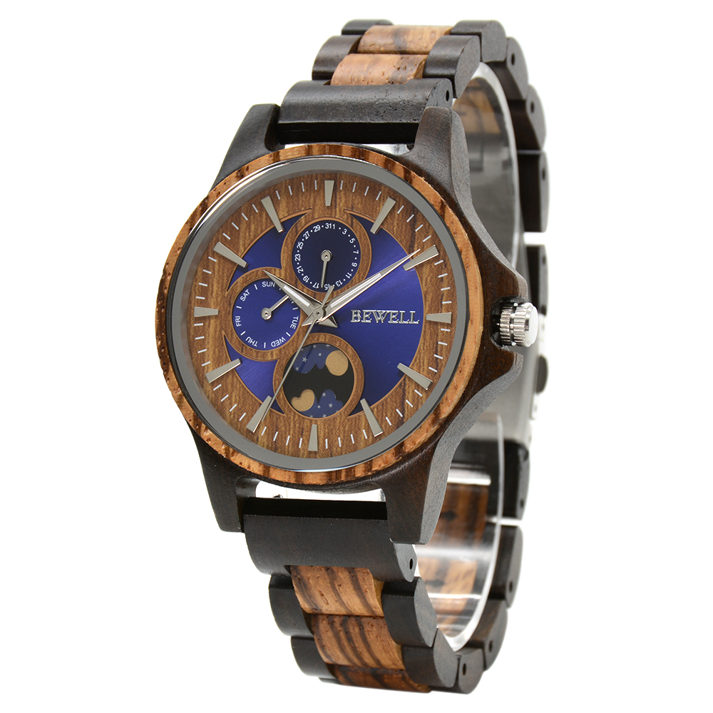 Luxury Watch Engraving - นาฬิกาข้อมือไม้สำหรับผู้ชาย ของขวัญสำหรับสามี นาฬิกาข้อมือไม้สลักชื่อได้ พร้อมฟังก์ชันเปลี่ยนโหมดกลางวันและกลางคืน เหมาะสำหรับเป็นของขวัญวันครบรอบหรือคริสต์มาส