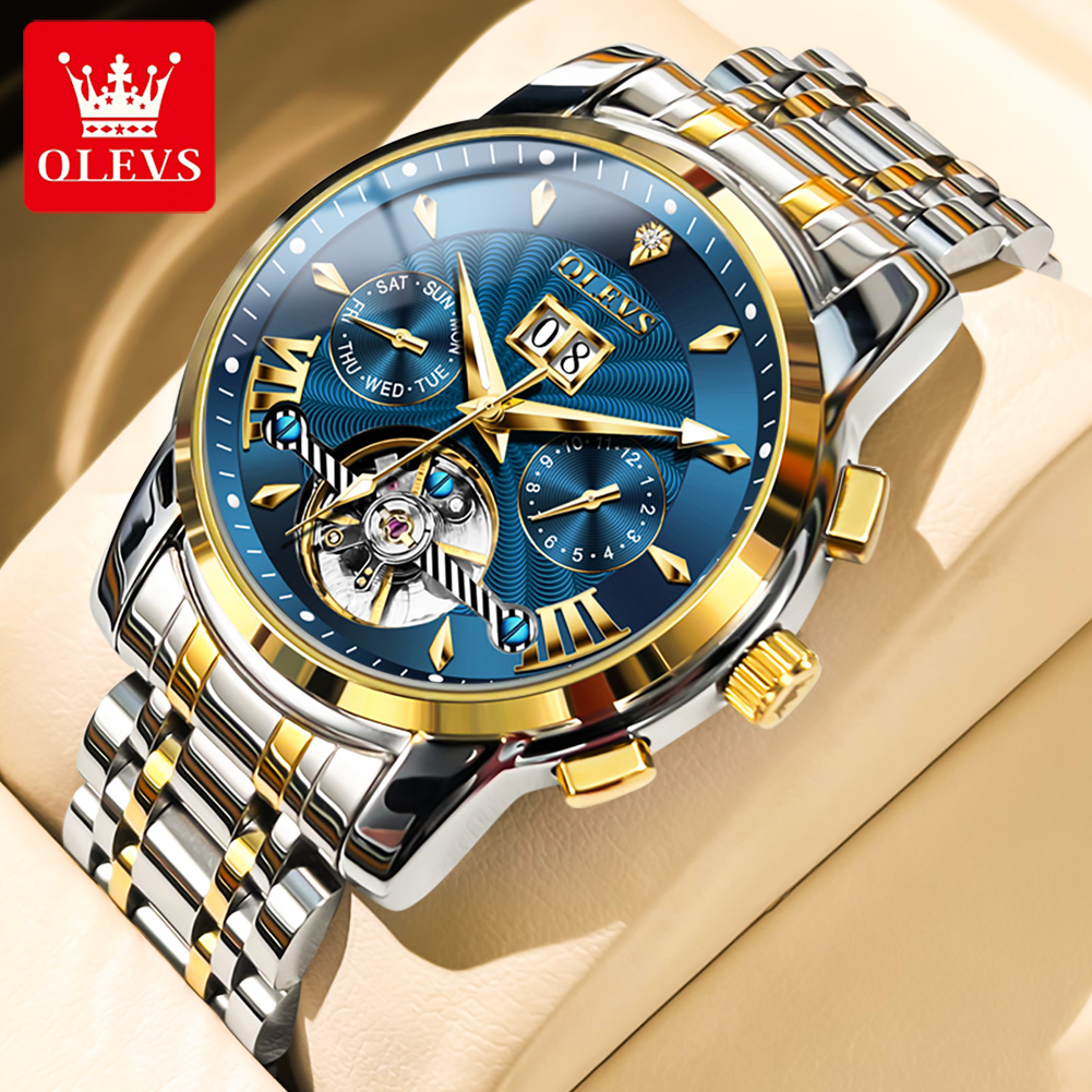 Luxury Watch Strap - นาฬิกา OLEVS สำหรับผู้ชาย หรูหรา แฟชั่น สายสแตนเลสอย่างดี