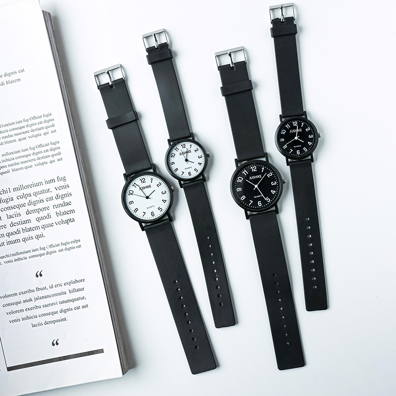 Luxury Watch For Girls - Simple สีดํานาฬิกานาฬิกาควอตซ์ผู้หญิงสายคล้องคอซิลิโคนสุภาพสตรีนาฬิกาข้อมือ-Luxury Student Exam นาฬิกานาฬิกาของขวัญ