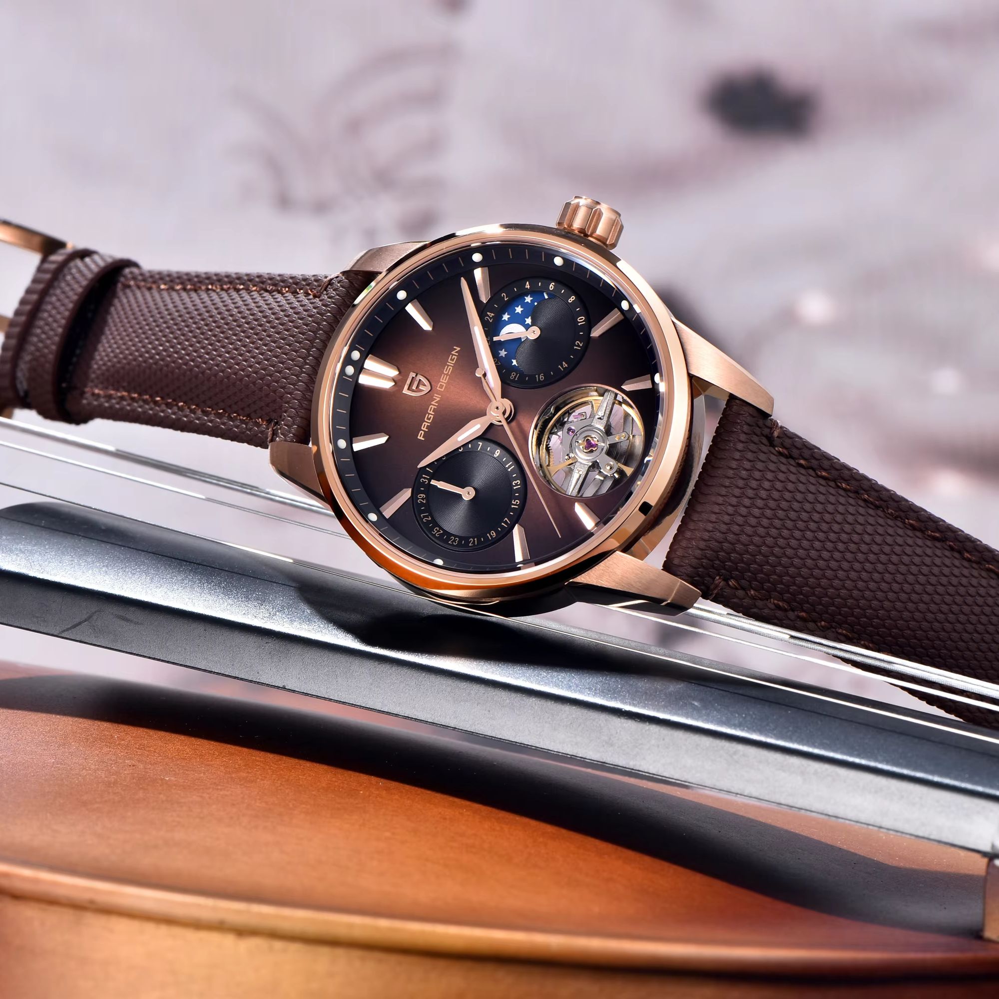 PAGANI DESIGN นาฬิกาข้อมือผู้ช - Moonphase Complication Watch บทวิจารณ์และราคา