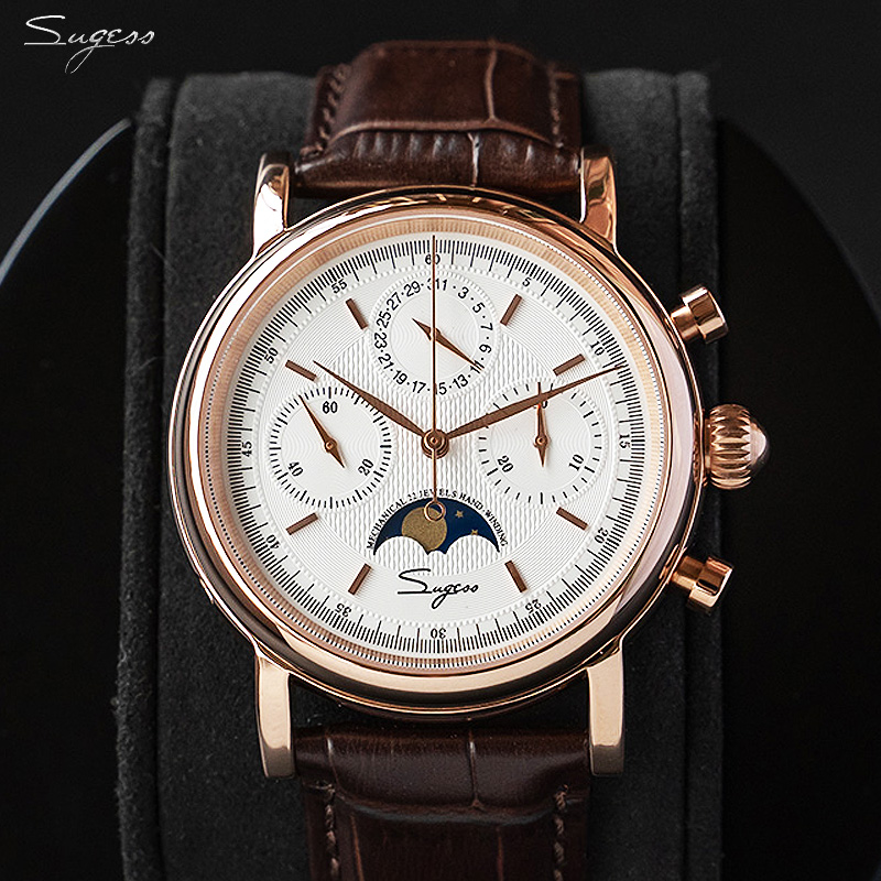 SUGESS สายหนังแท้วินเทจ, นาฬิก - Moonphase Complication Watch บทวิจารณ์และราคา