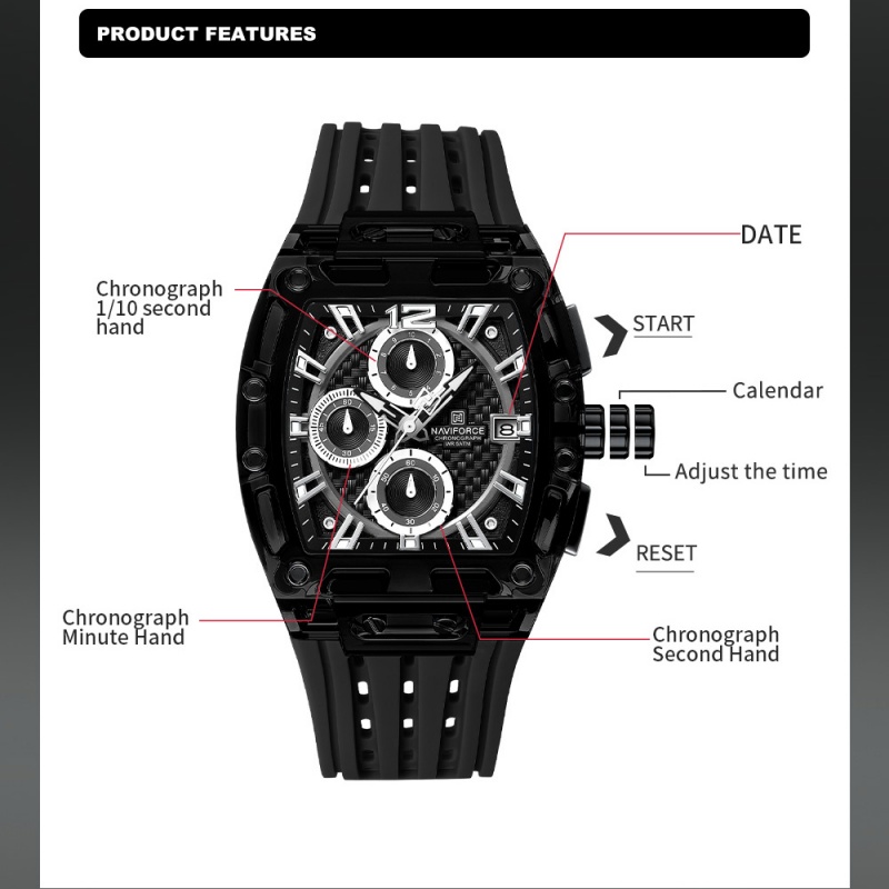 นาฬิกาข้อมือผู้ชาย NAVIFORCE 5 - Luxury Watch Strap บทวิจารณ์และราคา