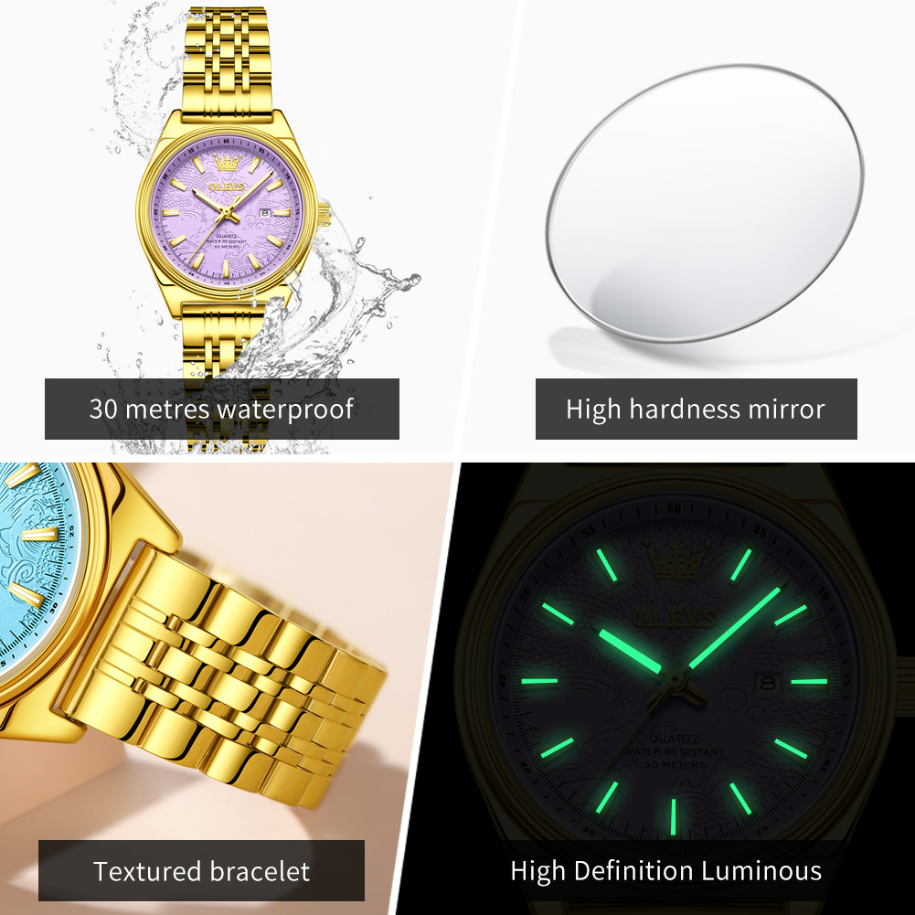 นาฬิกา OLEVS แบรนด์หรู สีทอง ส - Luxury Watch Brand For Women บทวิจารณ์และราคา