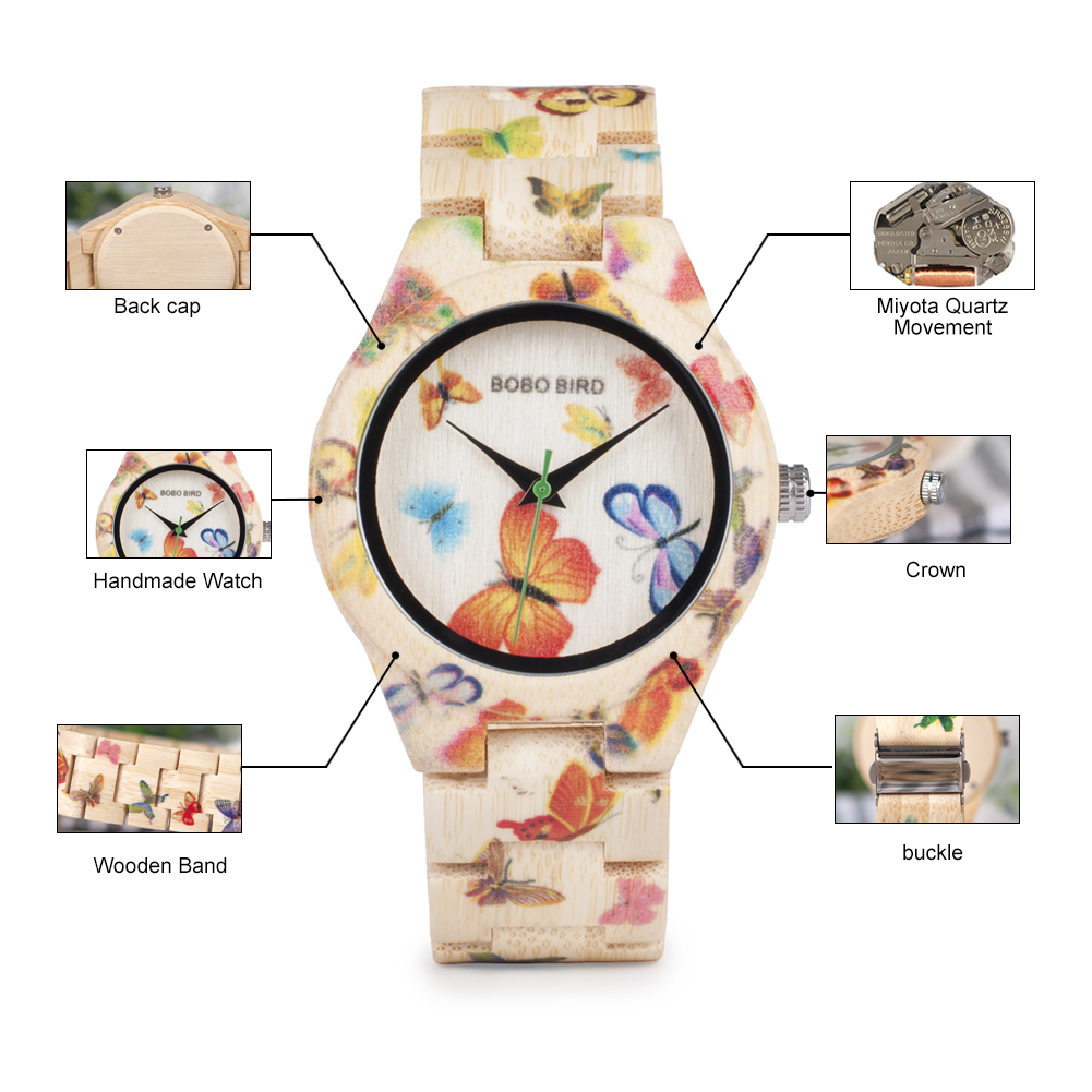 Bobo นาฬิกาผู้หญิงทำจากไม้นกสไ - Luxury Watch Engraving บทวิจารณ์และราคา