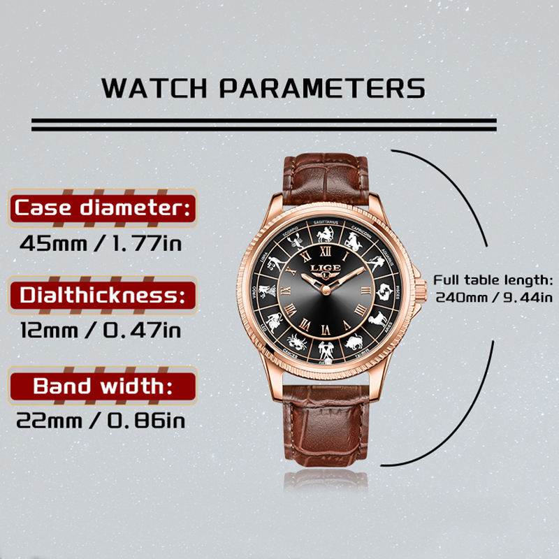 LIGE แฟชั่นหรูหรา คอนสแตนเทล ไ - Zodiac Luxury Watch บทวิจารณ์และราคา