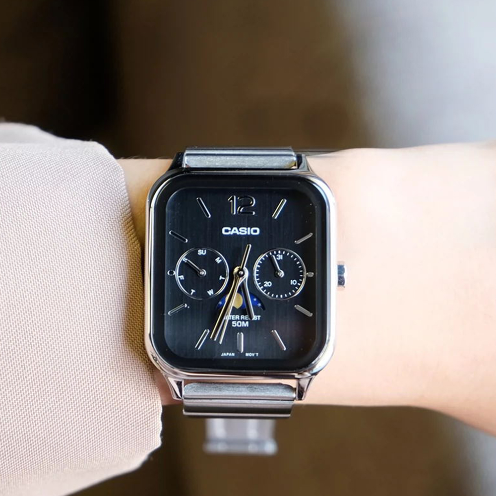 นาฬิกาข้อมือคาสิโอสำหรับผู้ชาย - Moonphase Complication Watch บทวิจารณ์และราคา